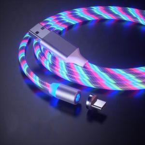 2.4A Micro USB Phone Charger Cable 8 pin Type C 3 In 1 Magnetic Cable LED Light