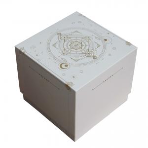 Buy cheap Customizable White Rigid Candle Box Golden Foil Stamping White Foam Insert product
