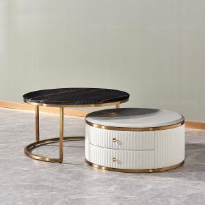 China 0.22m3 Mirror SS Coffee Table Set With Storage 2 Drawers Stone And Marble Top on sale