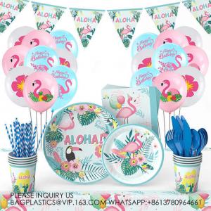China New Pink Flamingos Birthday Party Tableware Set Disposable Party Paper Plate Decoration Children'S Birthday on sale