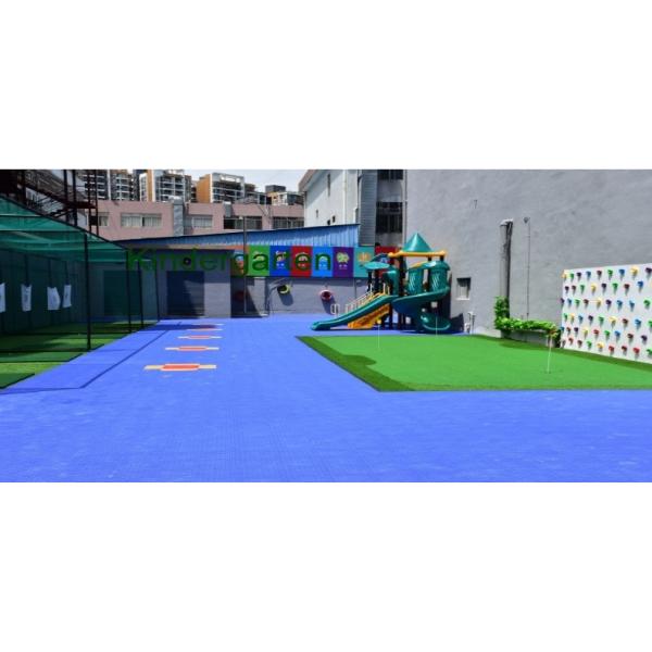 Kindergarten PP Interlocking Sports Flooring , 18mm Polypropylene Interlocking Tiles