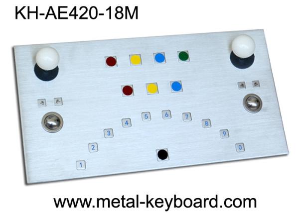 Quality IP65 Metal Ruggedized Industrial Kiosk Keyboard with Tow Trackballs for sale