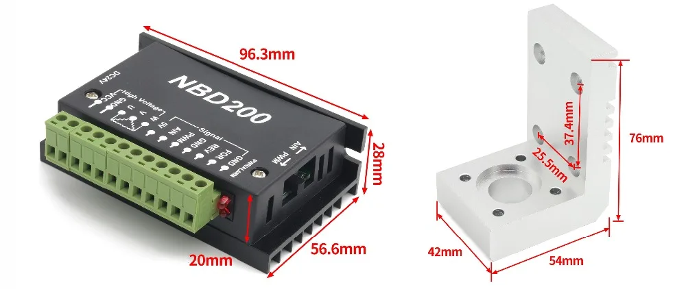 Square DC Brushless CNC Spindle Motor Kit 104W ER8 & DBD200 24V For Router Milling