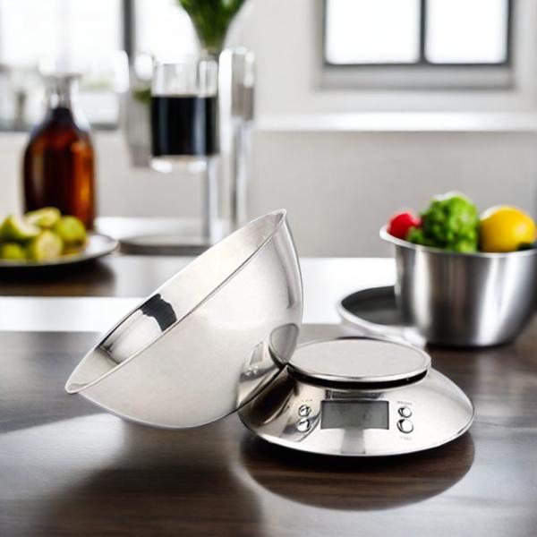Detachable Bowl Digital Stainless Steel Kitchen Food Scales Powered by 2*AAA Batteries for Household and Hotel Weighing