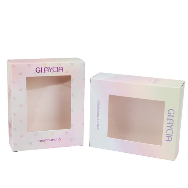 Personalized Custom Nourishing Lip Duo Paper Box With Transparency Window Packaging Boxes
