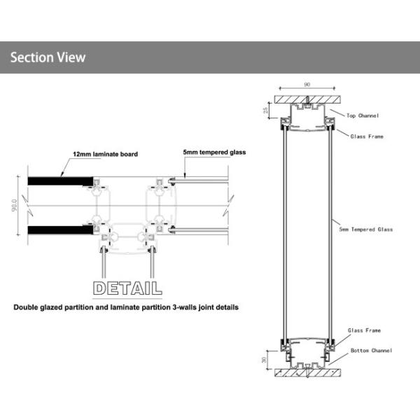 Demountable Prefabricated Aluminum Glass Partition Wall Panel Inner Steel Structure