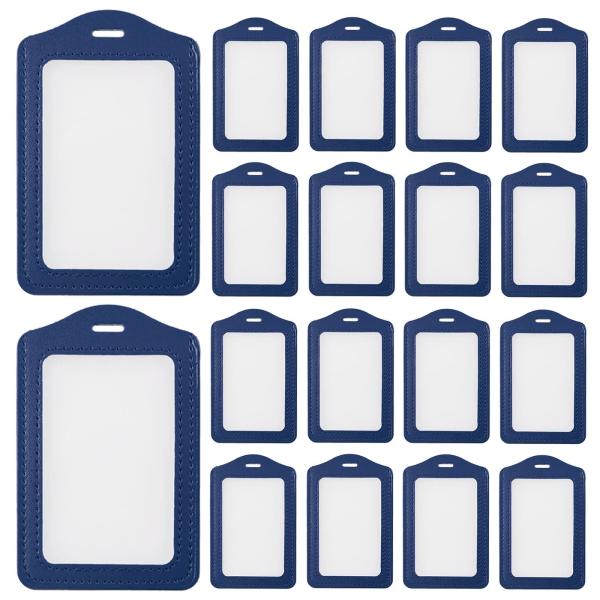 Leather ID Card Holder Vertical Work Permit Name Credit Card Case High Transparency