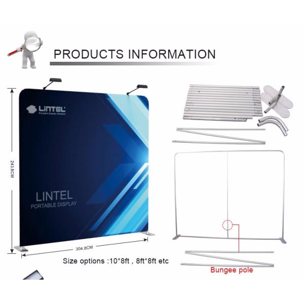 8 Ft 10 Ft Trade Show Backdrop Displays Stable Bottom Angle Good Graphic Effect