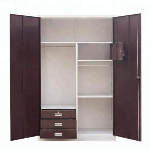 Light Grey Double Door Electrostatic Metal Wardrobe Closets