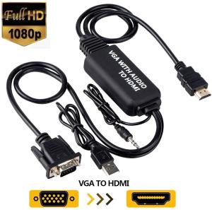 China 1.2M 4ft 3.5mm Plug 1080P 1080i VGA To HDMI Adapter on sale