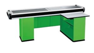 Convenience Shop Conveyor Belt Checkout Counter With Stainless Steel Material