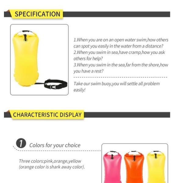 Custom 15L 20L 28L Open Water Swimming Float High Visible Tow Bag