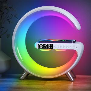 Buy cheap Adjustable Brightness RGBIC G-Shape Intelligent LED Desk Lamp Rgb LED Ambient Night Light with Wireless Charger Clock product