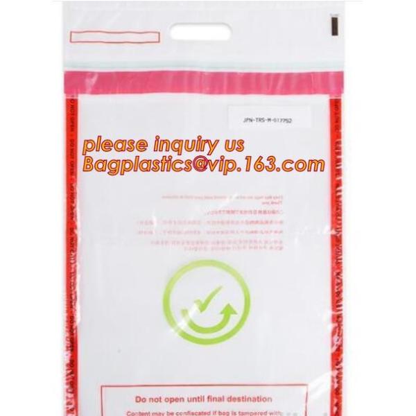 money locking security bag courier plastic bag, plastic self adhesive evidence bag/security bag, Temper-Evident Bags, De
