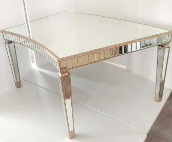 Quality Curved Tempered Glass Dining Table , Contemporary Glass Dining Table For Events for sale