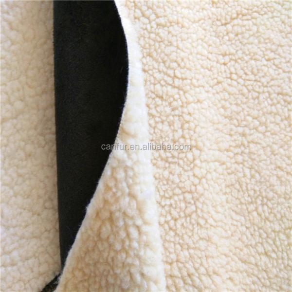 Quality Light Yellow 100% Polyester Synthetic Sherpa Suede Fabric for End Customers for sale