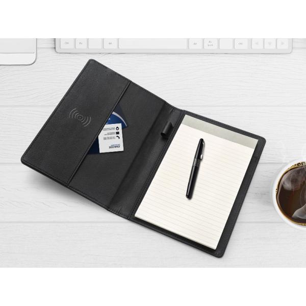Gift Set Custom Sublimation Notebook Blank Pu Cover Diary Black Notebook With Wireless Tel Charger Logo