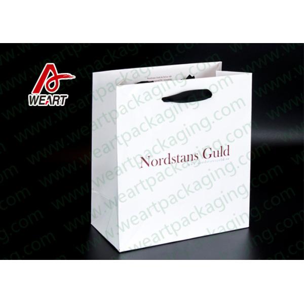 Simple Style Custom Printed Bakery Bags , Ribbon Handle Monogrammed Paper Bags