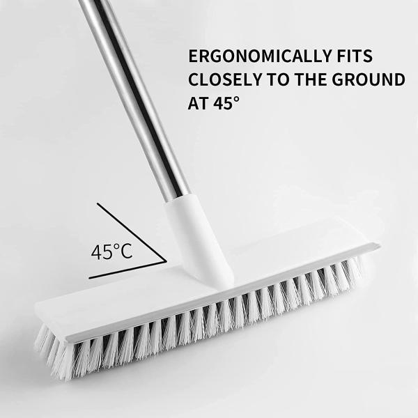 2 In 1 Stiff Bristle Floor Scrub Brush With Long Handle 15.7" To 45.6" 26cm Wide