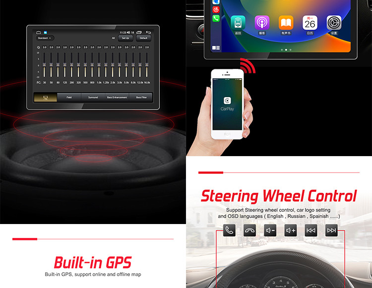 OEM Universal Car Stereo , 12.95" Car Video Player With Full Fitted Black Screen