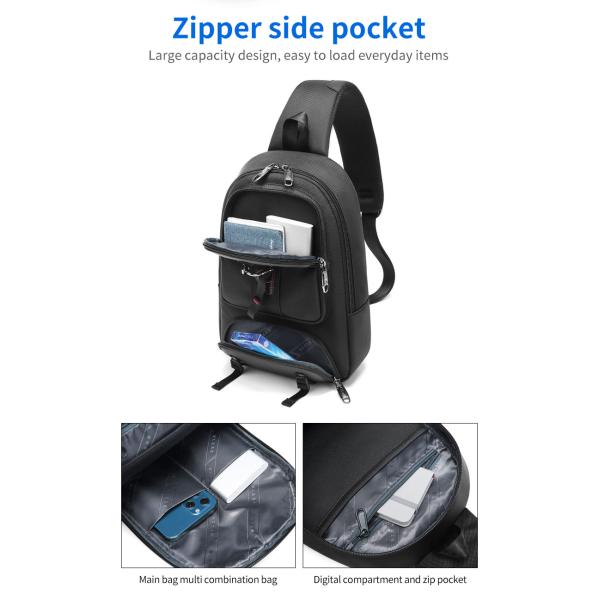 Factory wholesale large capacity shoulder bag multi functional travel sling bag men's Crossbody chest bag