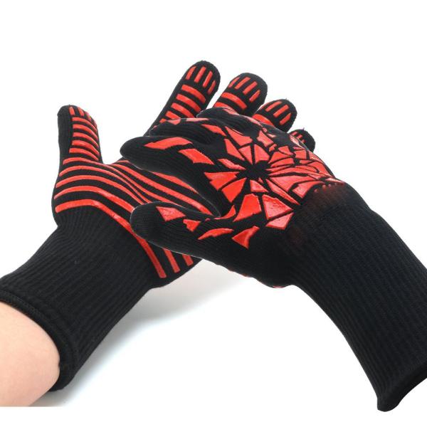 Industrial heat resistant oven gloves with fingers fire resistant Aramid Fiber Materials 100g / Piece Glove Weight