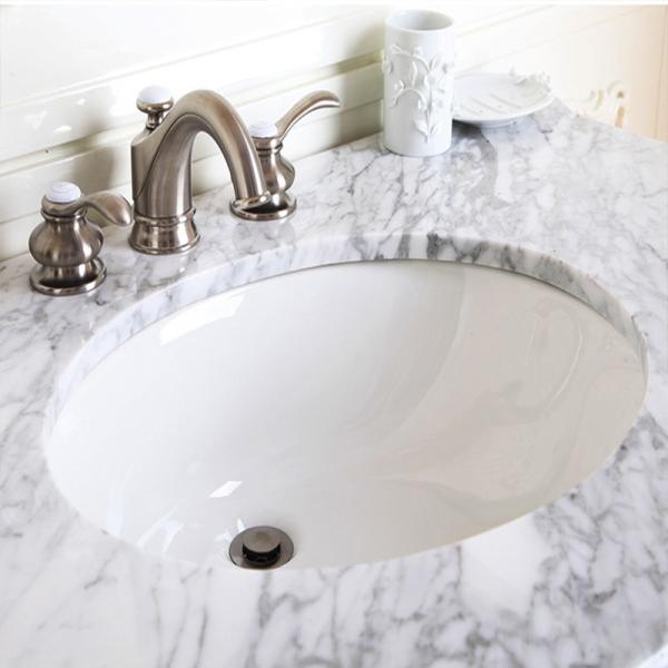 Quality Rectangular Glazed Ceramic Undermount Bathroom Vanity Sink 3 Layered 400mm for sale