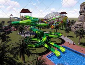 Buy cheap FRP Fiberglass Water Slide 178m Length Super Spiral Slide For Aquatic Park product