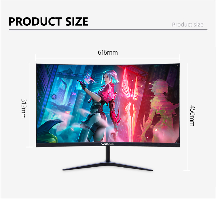Gaming Monitor 27 Inch Curved IPS Widescreen Monitor With VGA DVI Input