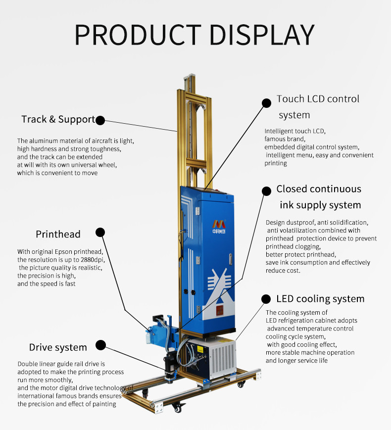 Laser Positioning Vertical Wall Printing Machine Automatic Tracking Bidirectional
