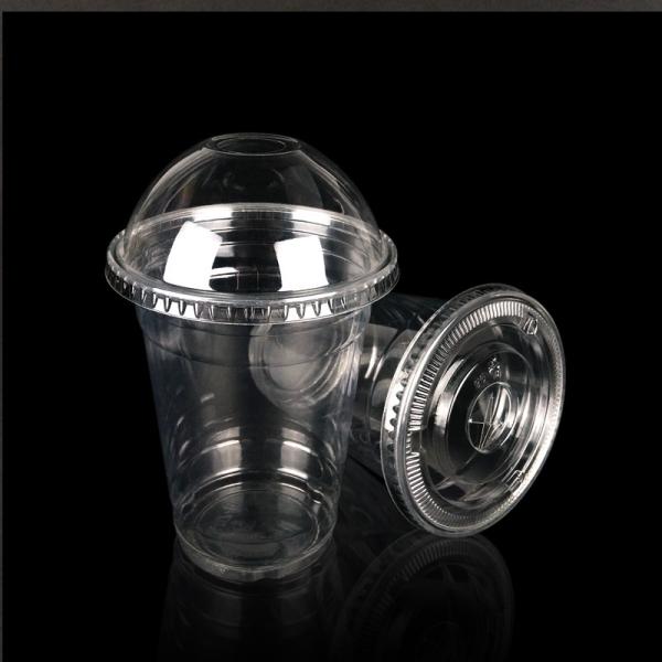 transparent 500ml PP Plastic Disposable Cup with flat lid
