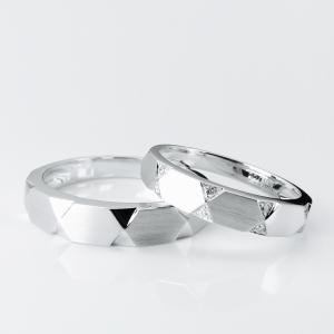 Symmetrical Triangle Design Pairing Wedding Band With Engagement Ring
