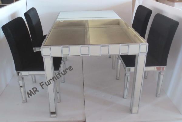 Quality Customized Size Toughened Glass Dining Table , Home Mirrored Dining Furniture for sale