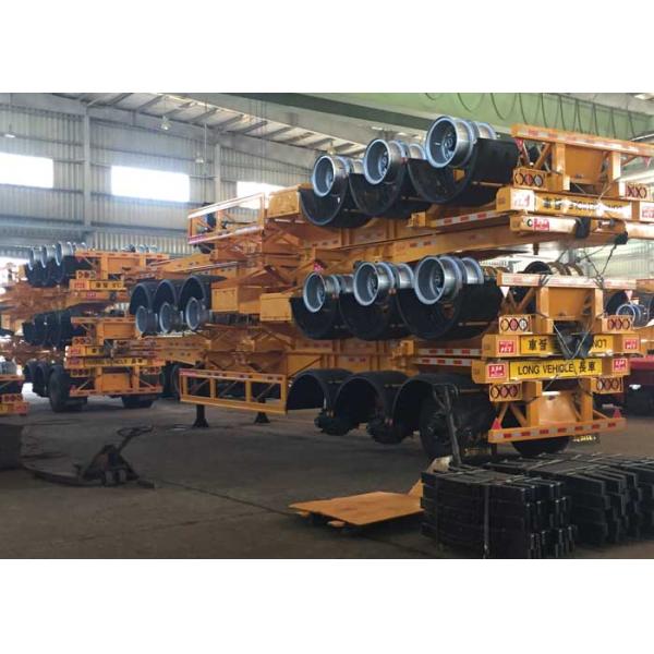 40 Tons 3 Axle Semi Flatbed Trailer , Flat Deck Trailer With Front Wall