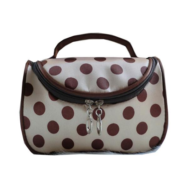 Quality Custommizable Reusable Travel Cosmetic Bags And Cases with Dots Printed for sale