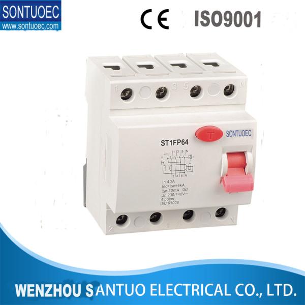 Quality ST362 4P Series RCCB 230v Residual Current Circuit Breaker Terminal With Clip for sale