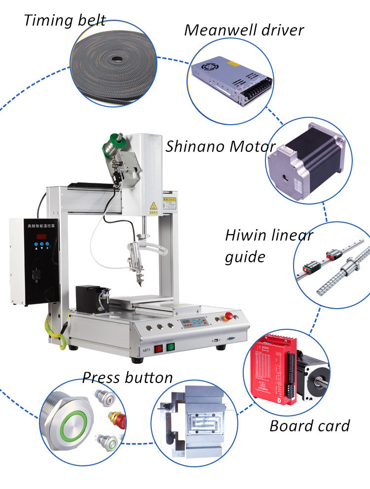 4 Axis Automatic Soldering Robot Single Doubel Iron / Tip Rotation AC220V/110V