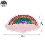 Colorful Rinbow Cloud Reverse Sequin Patch With Pin / Stick / Iron On Backing