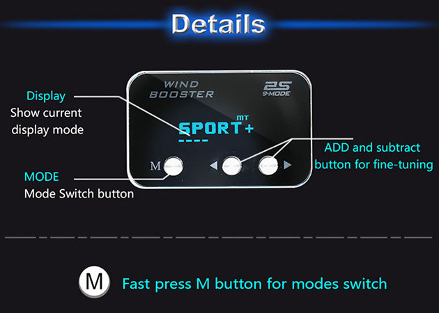 Windbooster 2S Car Throttle Controller 9 Mode Plug And Play