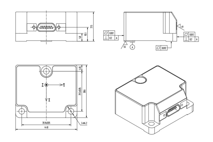 Power DC5V Mems Gyroscope Sensor Data Rate 2000Hz Wide Temp Range -40~+80(°C)