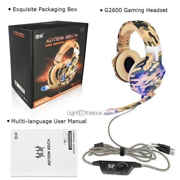 Kotion Each G2600 50mm 2.2m Camouflage Gaming Headset