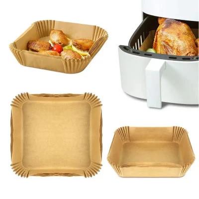 Quality 50Pcs Square Disposable Air Fryer Paper Liner Heat Resistant Steamer Non Stick Mat for sale