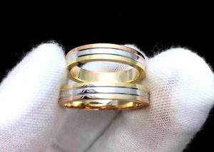 Buy cheap Prong Setting 3 Colour Gold Ring , 18k Gold Wedding Band OEM ODM product
