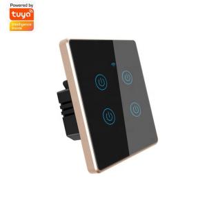 China EU/US Standard Metal Bezel 4 Gang Household Switch Remote Smart Wall Light Switch Timer&Voice Control Support on sale
