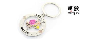 Metal Round Spinner Key Chain Rings Soft Enamel , Middle In Spinning