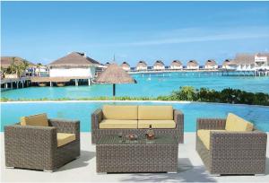 YLX-RN-018 Single Seat Sofa*2  Double Seats Sofa*1  Rectangle Table with Glass*1