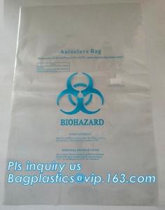 China biodegradable biohazard bag/Recycled garbage bag, Polyethylene Biohazard Printed Clear Plastic Zip lockk Specimen Bags Wit on sale