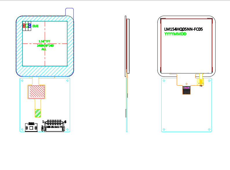 300cd/M2 Square HMI Display Smart LCD Module 240*RGB*240 USB Interface
