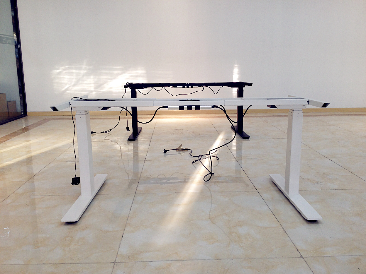 electric 2 segment desk leg for standing office desk, back to back height adjustable desk fram