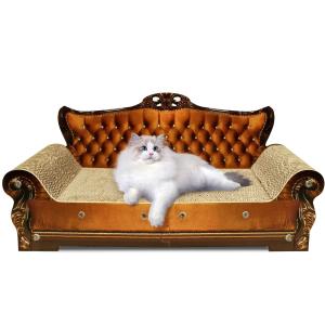 Buy cheap Luxury Cardboard Cat Scratcher Sofa Bed, Couch Shaped Scratching Board, Cat Scratch Lounge with Catnip, Large Brown product